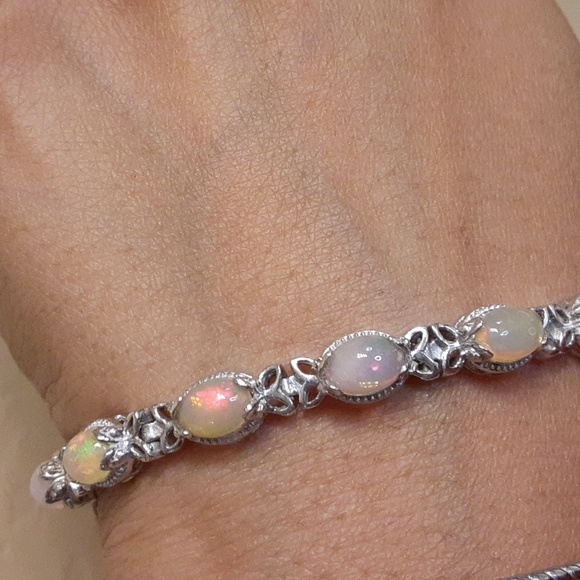 925 Ethiopian Opal Tennis Bracelet. - Picture 4 of 7